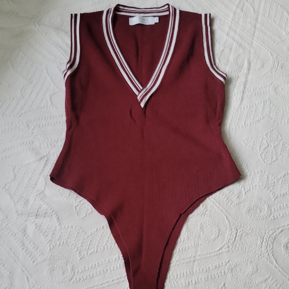 4 For $20 Elegant Burgundy Sleeveless Bodysuit